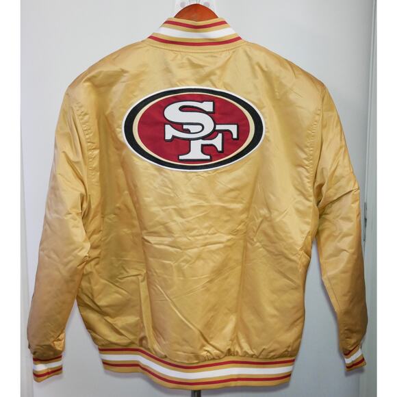 NEW SAN FRANCISCO 49ERS SATIN GOLD NFL EMBROIDERED JACKET MSRP $130 - MEDIUM - Picture 3 of 7
